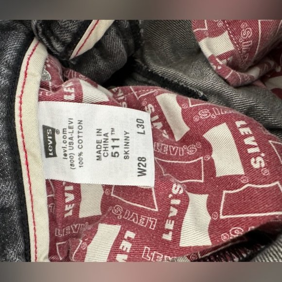 Vintage Levi's Red Tab 511 Skinny Jeans Size 28 - Picture 5 of 7